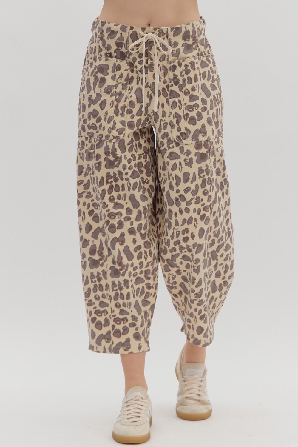 ENTRO INC Women's Pants Leopard Print Pull-on Balloon Pants || David's Clothing