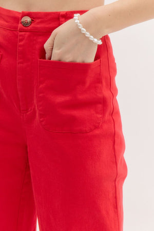 ENTRO INC Women's Pants Solid High Waisted Wide Leg Pants || David's Clothing