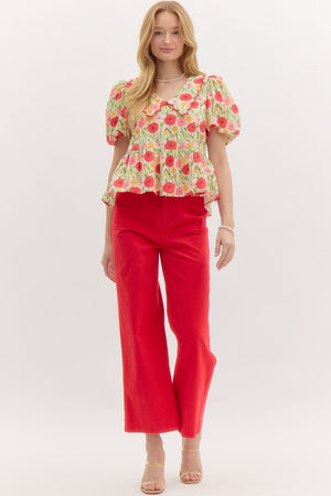 ENTRO INC Women's Pants Solid High Waisted Wide Leg Pants || David's Clothing