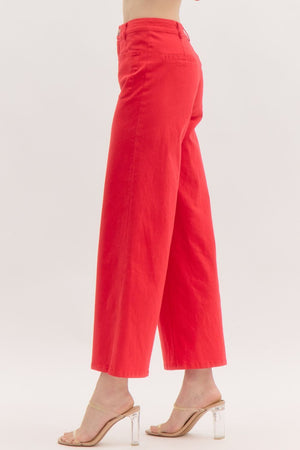 ENTRO INC Women's Pants Solid High Waisted Wide Leg Pants || David's Clothing