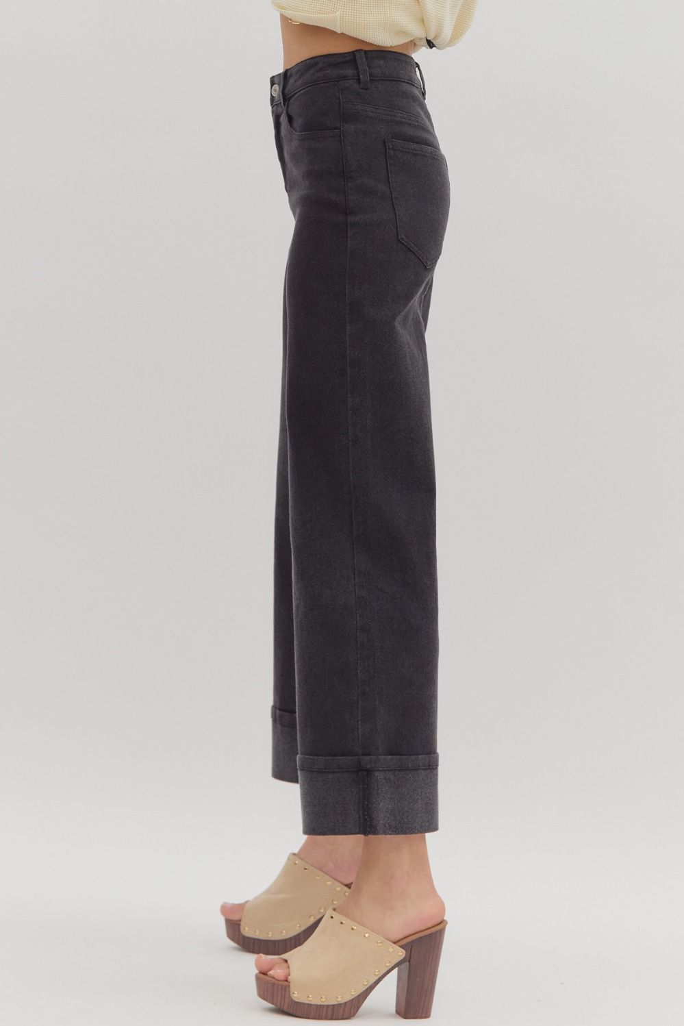 ENTRO INC Women's Pants Solid Mid-Rise Ankle Length Pants || David's Clothing