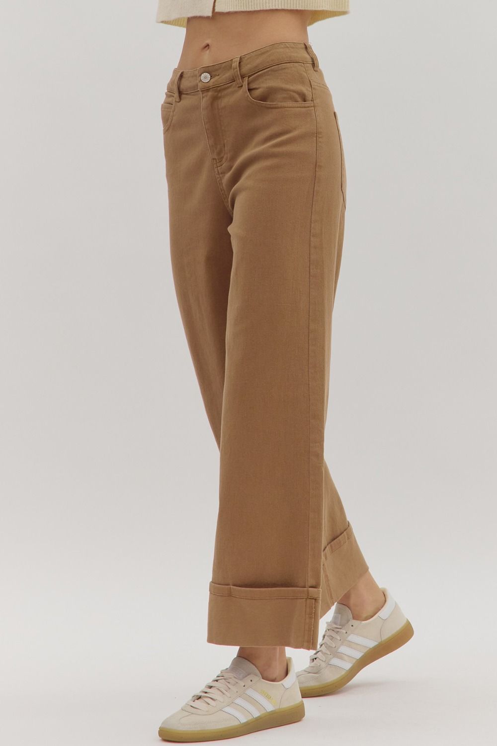 ENTRO INC Women's Pants Solid Mid-Rise Ankle Length Pants