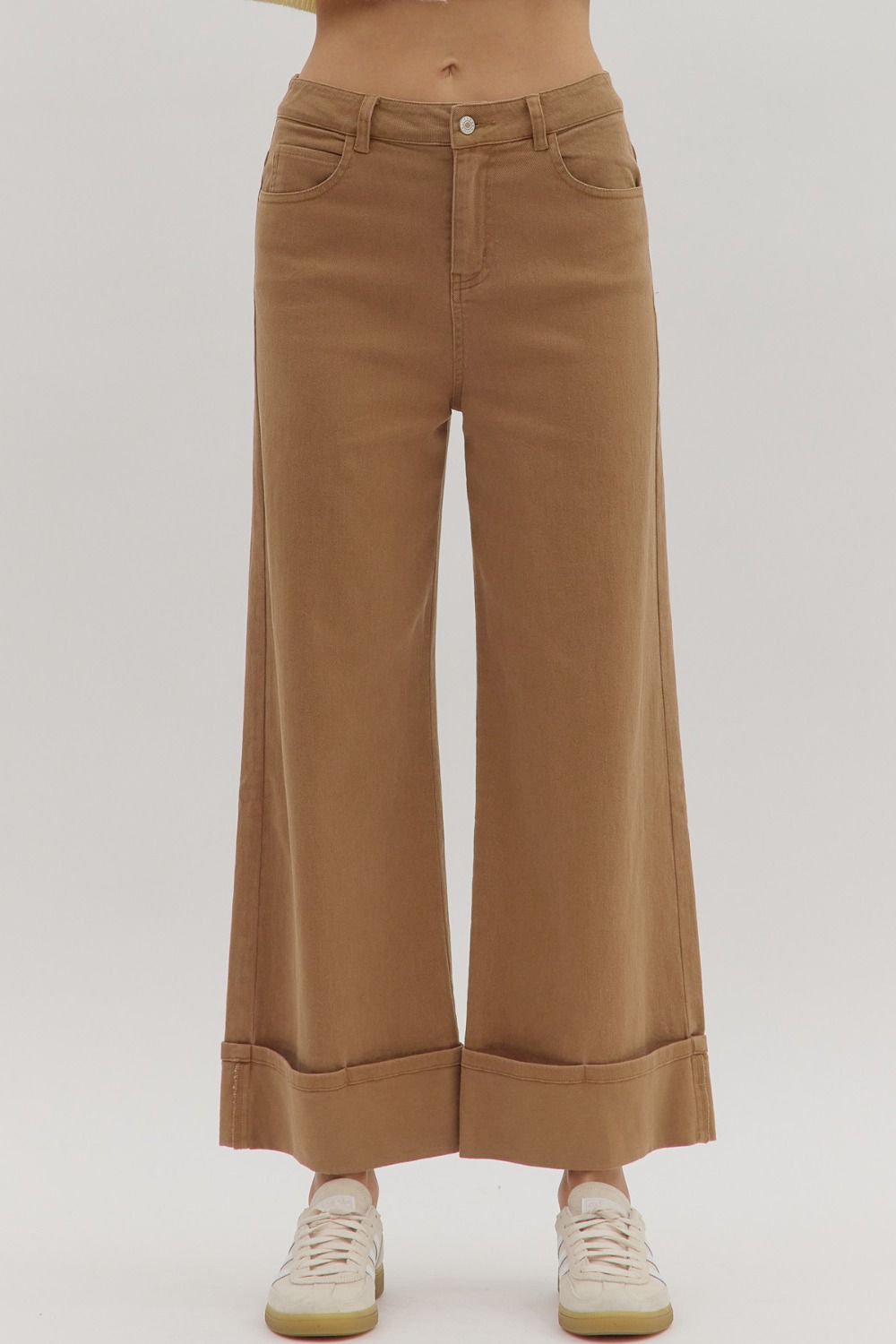ENTRO INC Women's Pants Solid Mid-Rise Ankle Length Pants