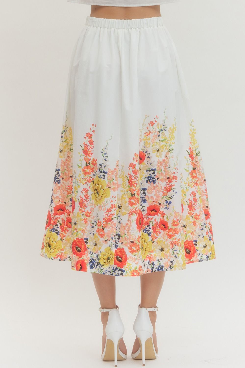 ENTRO INC Women's Skirts Floral Print Midi Skirt