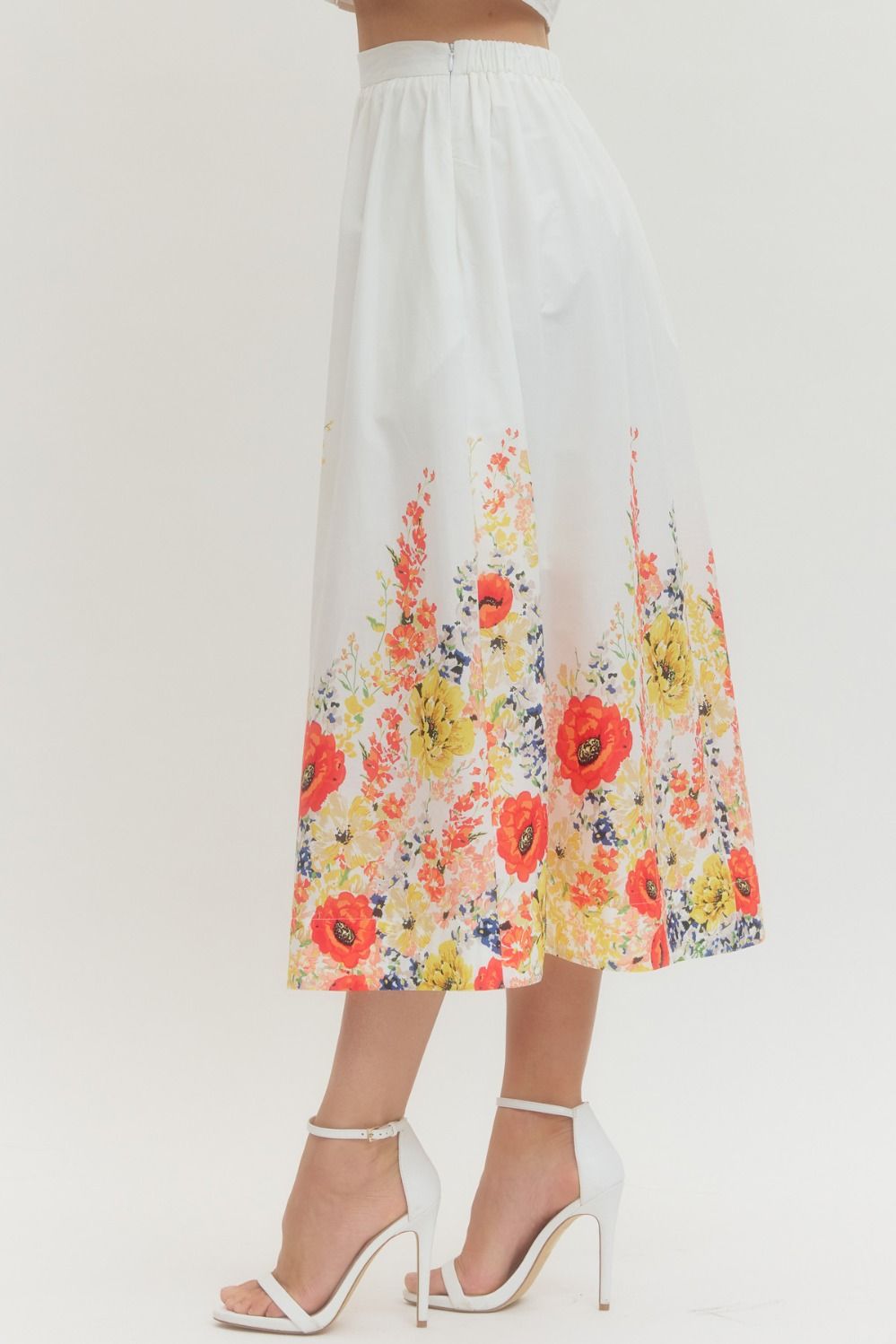 ENTRO INC Women's Skirts Floral Print Midi Skirt