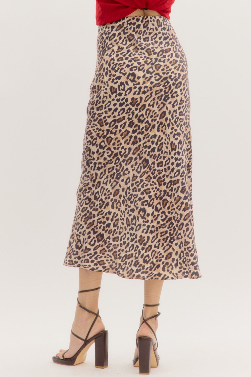 ENTRO INC Women's Skirts Leopard Pattern Midi Skirt || David's Clothing