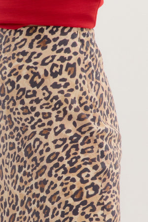 ENTRO INC Women's Skirts Leopard Pattern Midi Skirt || David's Clothing