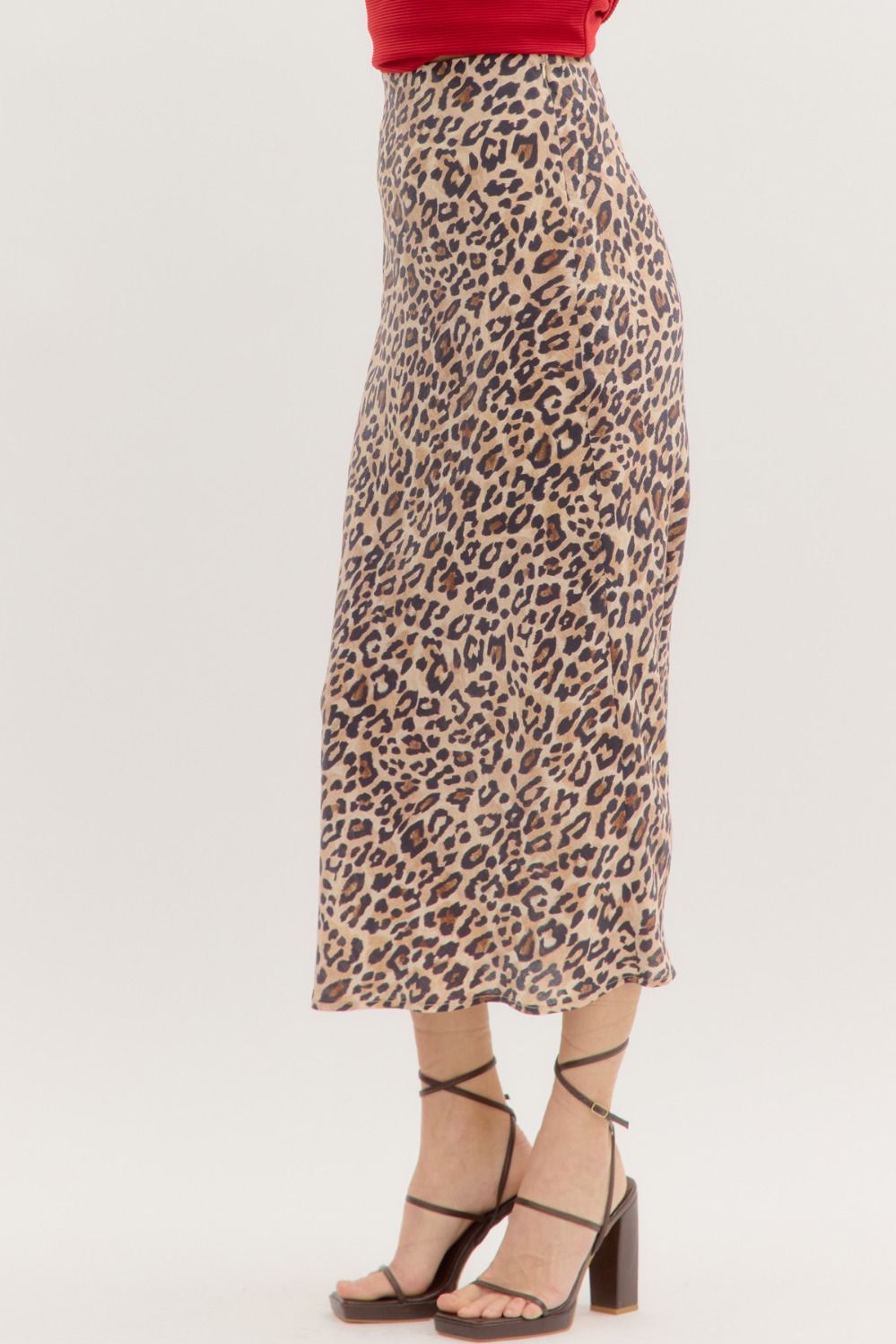 ENTRO INC Women's Skirts Leopard Pattern Midi Skirt || David's Clothing