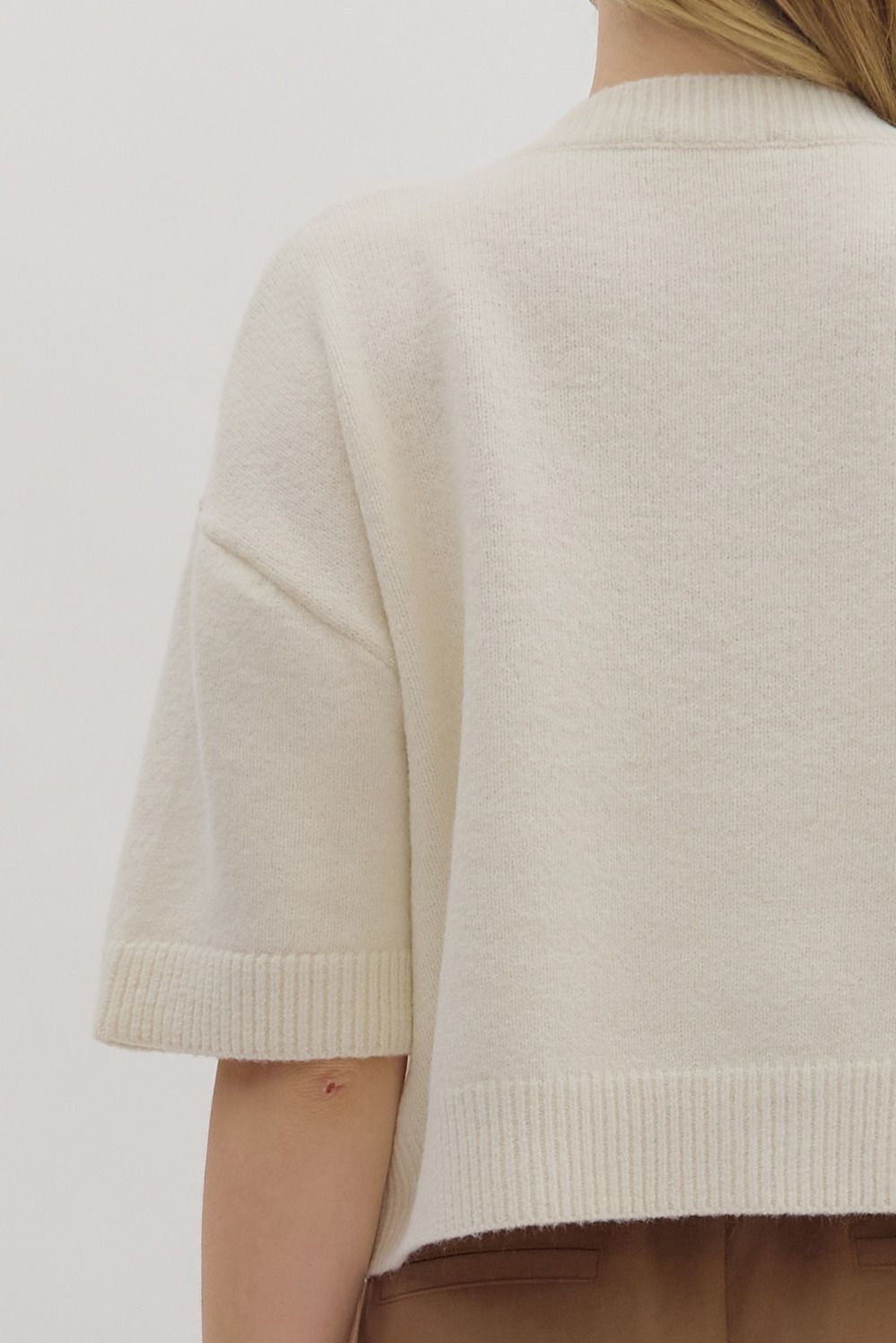 ENTRO INC Women's Sweaters Horse Motif Short Sleeve Button-Front Sweater Top