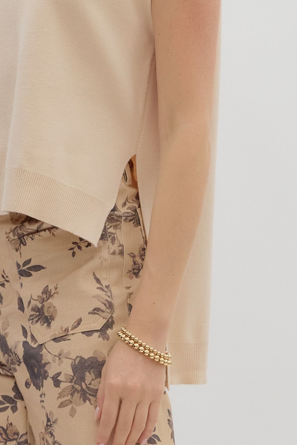 ENTRO INC Women's Sweaters Knit Mock Neck Muscle Tee Sweater Top