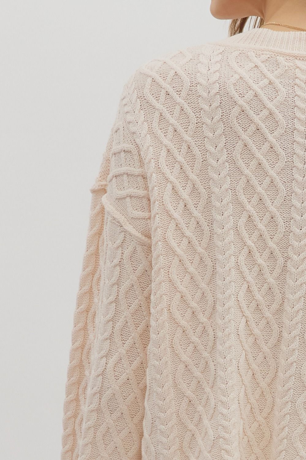 ENTRO INC Women's Sweaters long V-Neck Cable Knit Cardigan