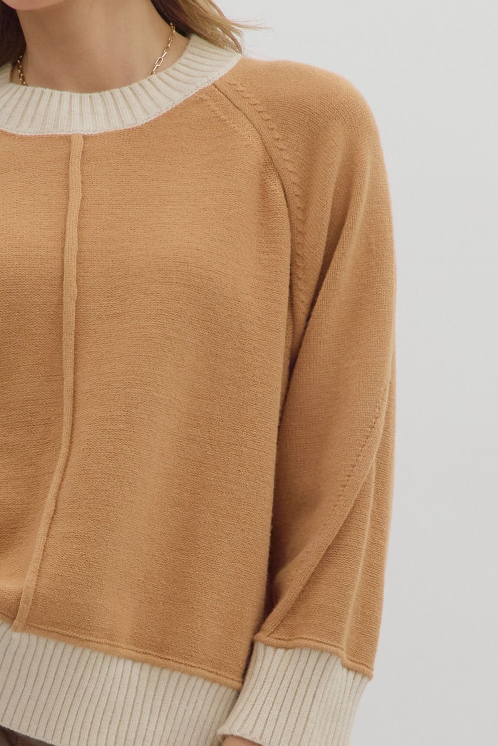 ENTRO INC Women's Sweaters Solid sweater knit long sleeve pullover top