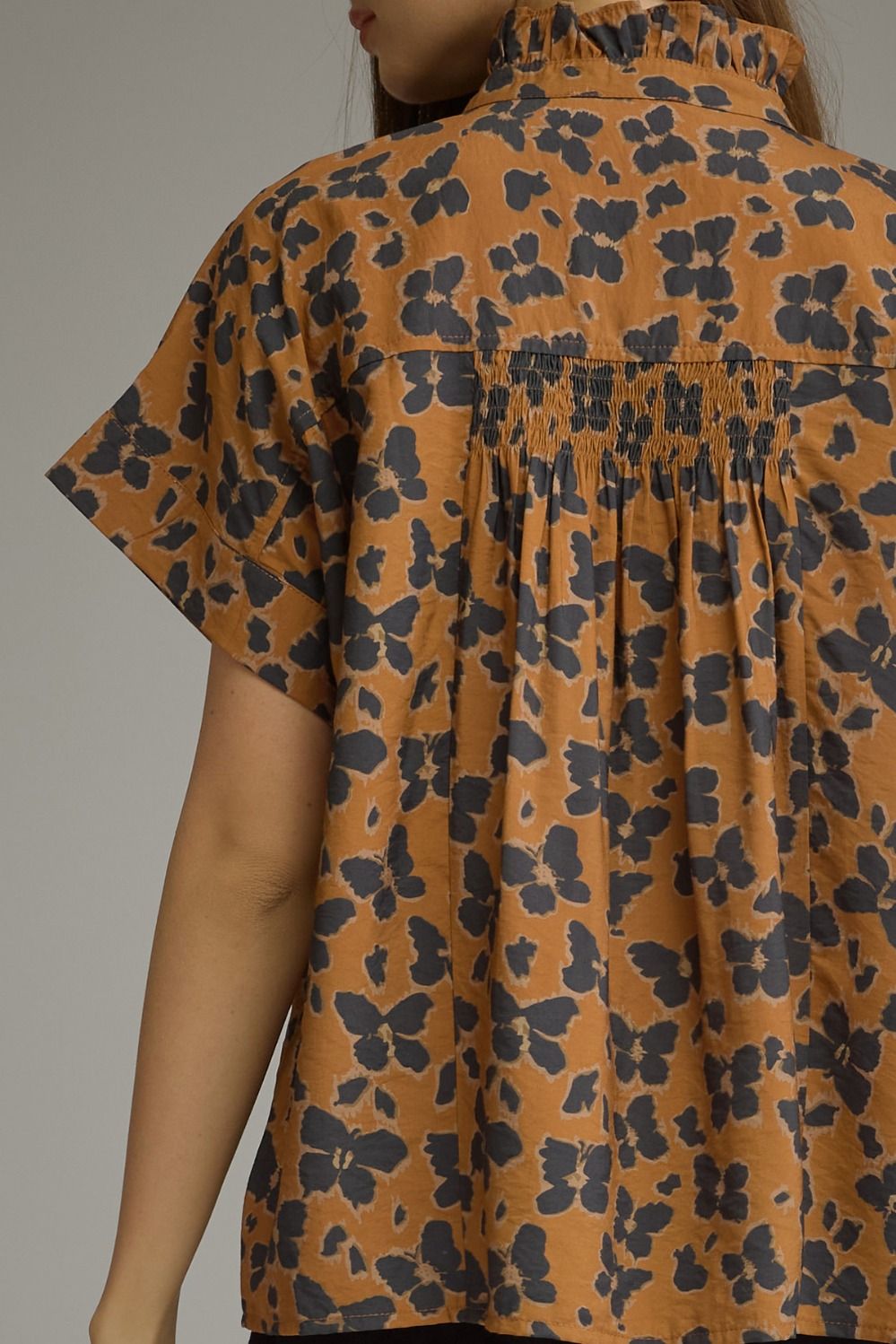 ENTRO INC Women's Top Floral Print Short Sleeve Top