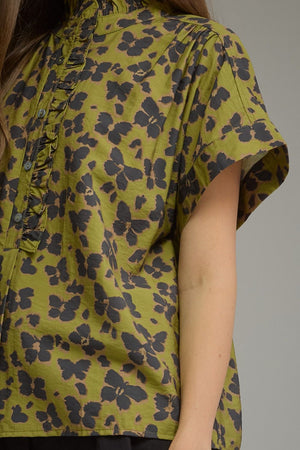 ENTRO INC Women's Top Floral Print Short Sleeve Top