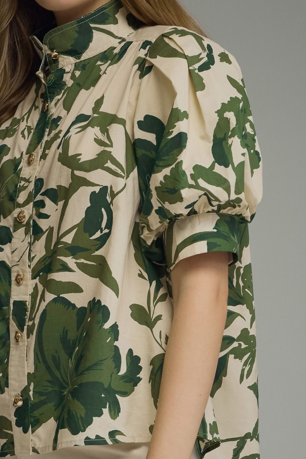 ENTRO INC Women's Top Printed short puff sleeve top
