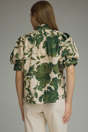 ENTRO INC Women's Top Printed short puff sleeve top