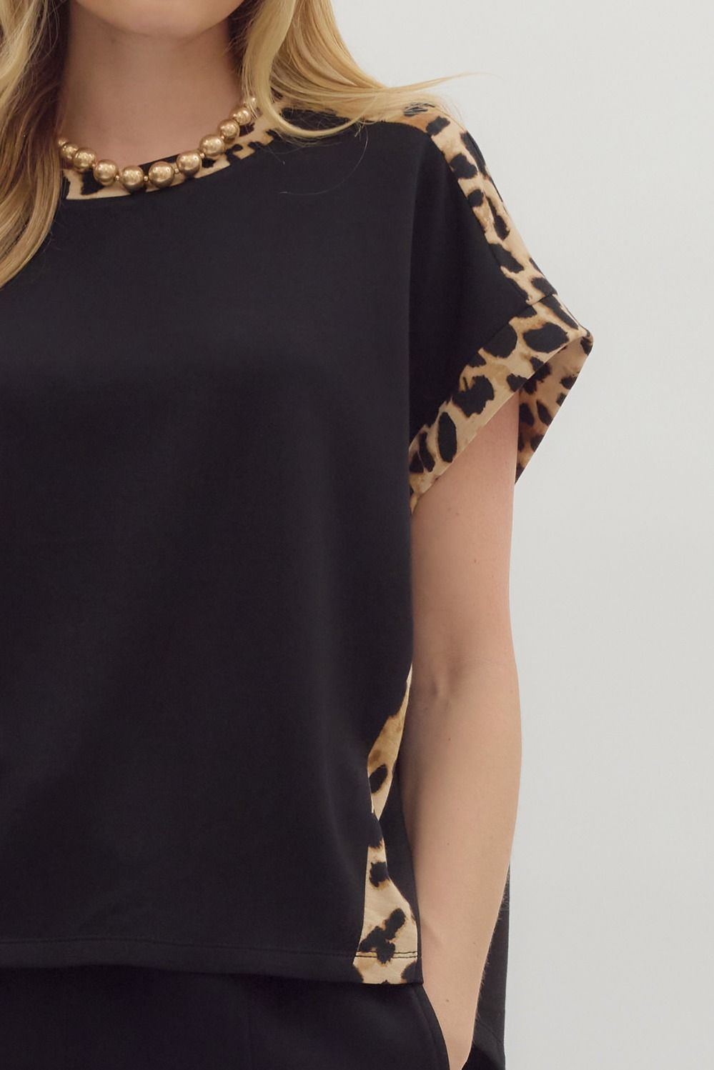 ENTRO INC Women's Top Solid Jersey Knit Short Short Sleeve Top || David's Clothing