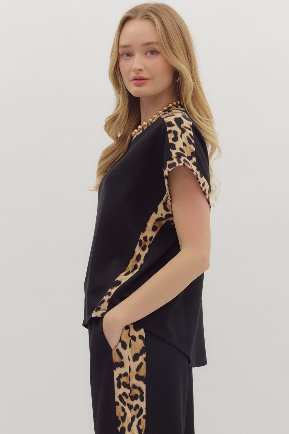 ENTRO INC Women's Top Solid Jersey Knit Short Short Sleeve Top || David's Clothing