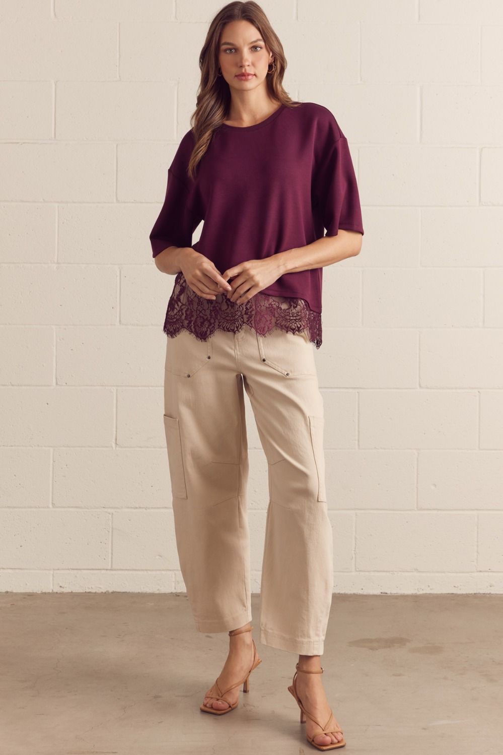 ENTRO INC Women's Top Solid Short Sleeve Knit Top