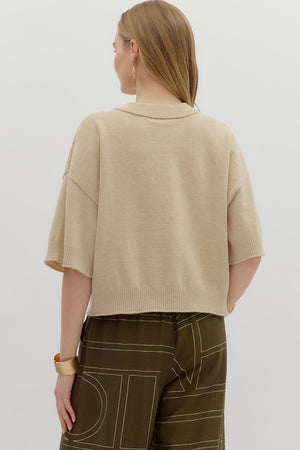 ENTRO INC Women's Top Solid Sweater Knit ¾ Wide Sleeve Pullover