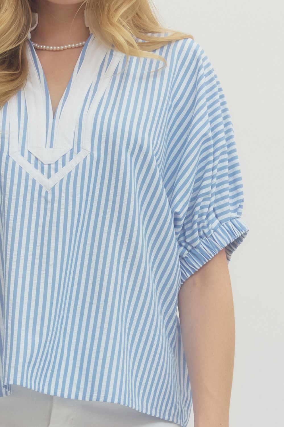 ENTRO INC Women's Top Striped Short Dolman Sleeve Top