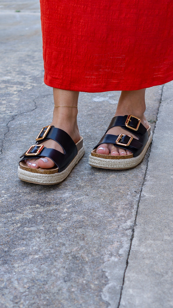 FORTUNE DYNAMIC Women's Shoes BLACK / 5.5 Marfa Double Buckle Stack Sandal MARFAB