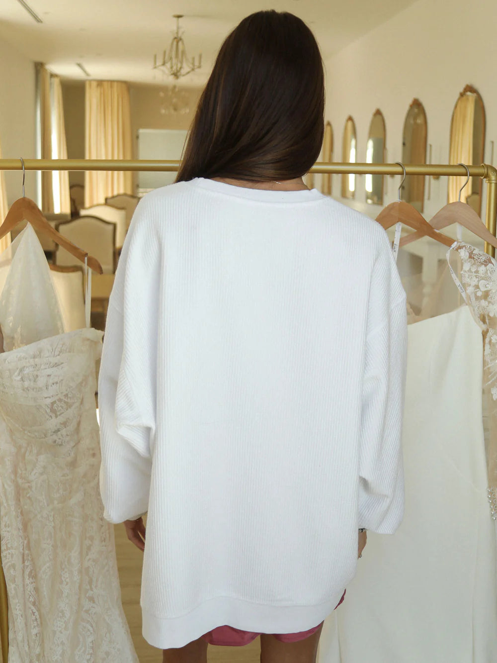 FRIDAY AND SATUR Women's Sweatshirt Friday + Saturday Here Comes The Bride Cord || David's Clothing