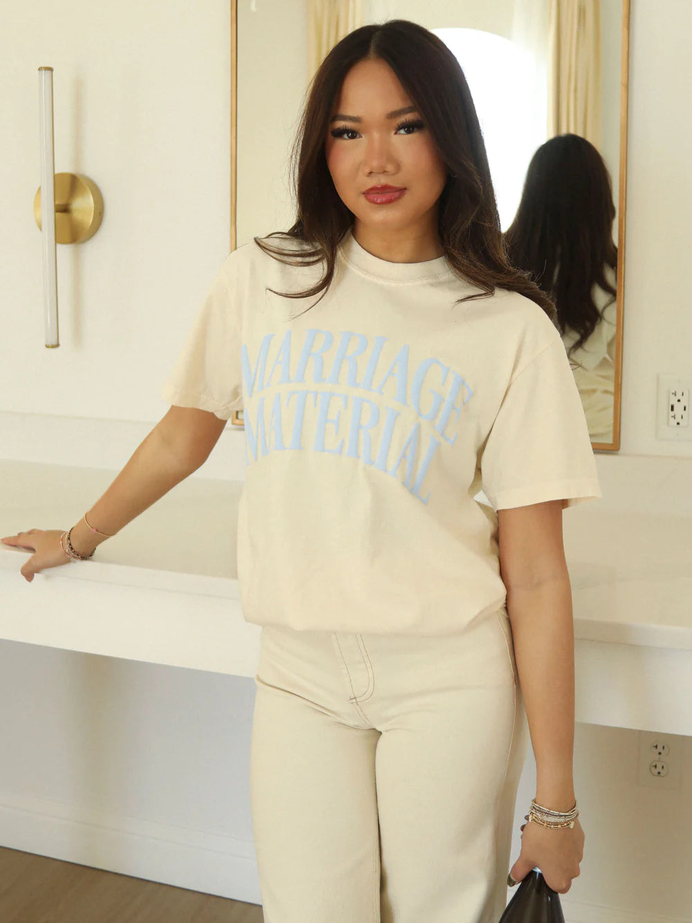 FRIDAY AND SATUR Women's Tee Friday + Saturday Marriage Material Tee || David's Clothing