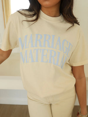 FRIDAY AND SATUR Women's Tee Friday + Saturday Marriage Material Tee || David's Clothing