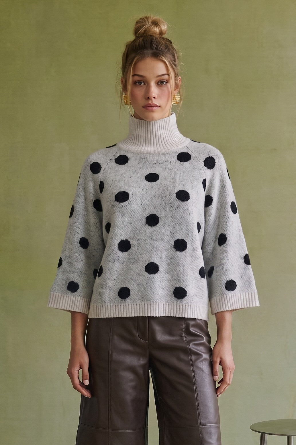 HEYSON Women's Sweaters Polka Dot Turtleneck Sweater