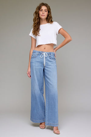 HIDDEN JEANS Women's Jeans Hidden Jeans Light Wash Super Soft Elastic Waistband Wide Leg