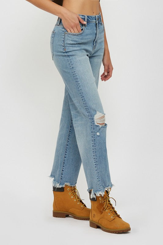 HIDDEN JEANS Women's Jeans Hidden Jeans Medium Light 28in Distressed Stretch Wide Straight