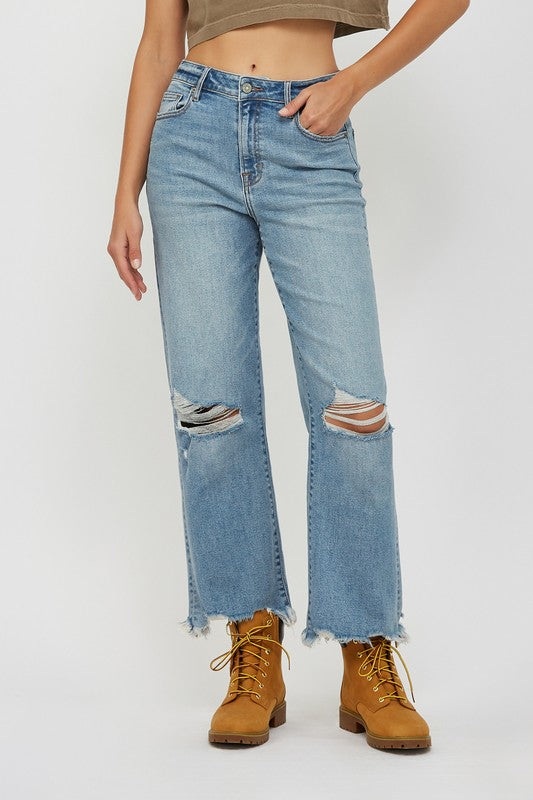 HIDDEN JEANS Women's Jeans Hidden Jeans Medium Light 28in Distressed Stretch Wide Straight
