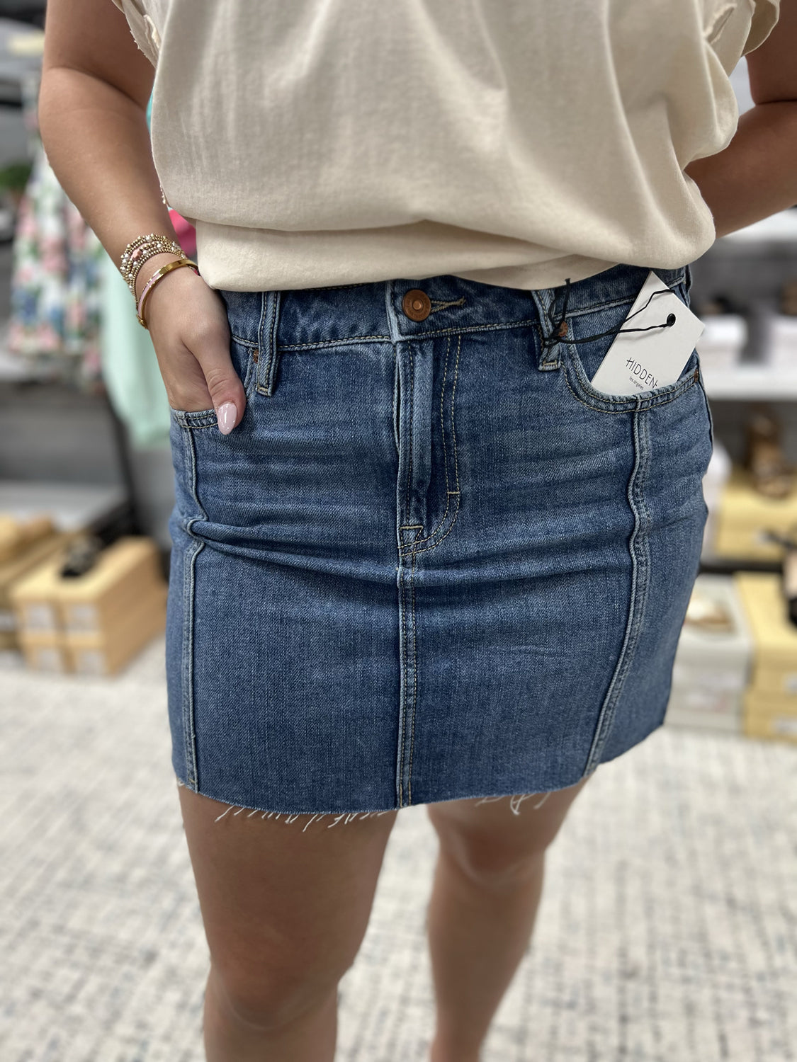 HIDDEN JEANS Women's Skirts Hidden Jeans Hi Rise Micro Mini Skirt