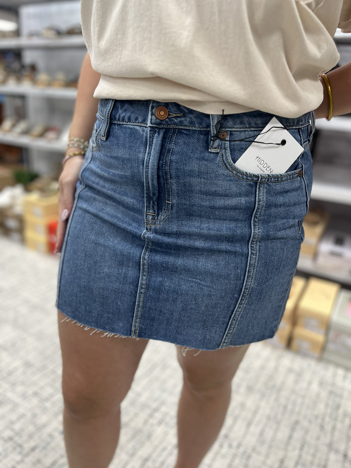 HIDDEN JEANS Women's Skirts Hidden Jeans Hi Rise Micro Mini Skirt