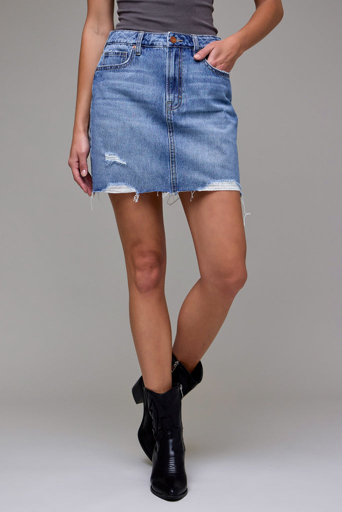 HIDDEN JEANS Women's Skirts Hidden Jeans Peyton Medium Wash Classic Mini Skirt