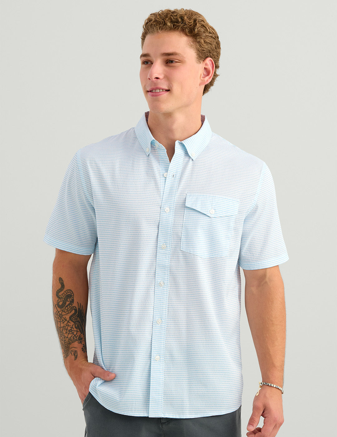 HUK FISHING Men's Sport Shirt CERULEAN / S Huk Chatham Seersucker Shirt H1500260423