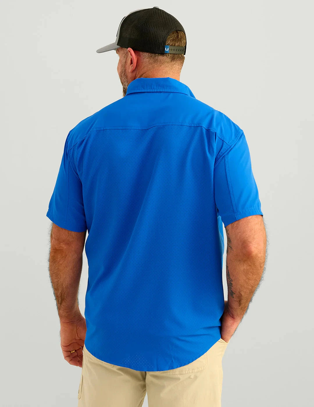 HUK FISHING Men's Sport Shirt Huk Tide Point Short Sleeve Button-Down || David's Clothing