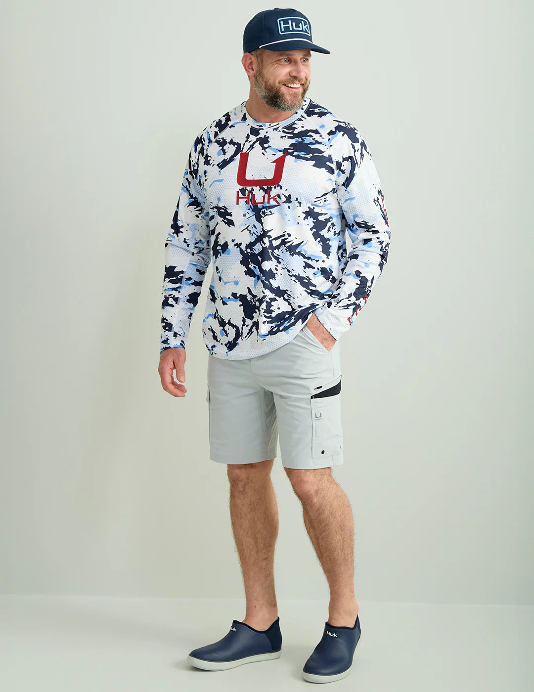 HUK FISHING Men's Tees Huk Kc Print Icon Performance Crew || David's Clothing