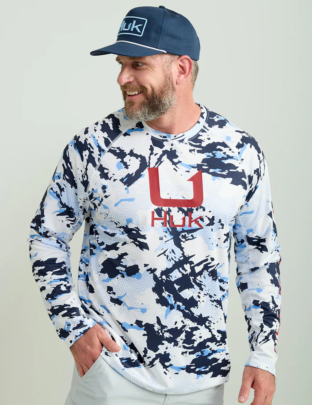 HUK FISHING Men's Tees Huk Kc Print Icon Performance Crew || David's Clothing