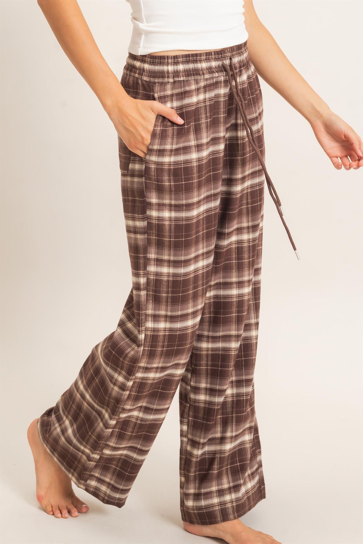 HYFVE INC. Women's Pants Plaid Wide-leg Pants