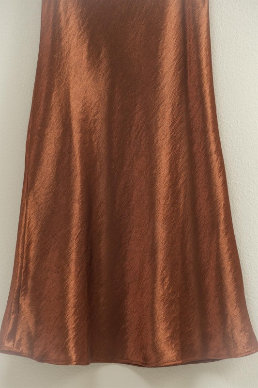 HYFVE INC. Women's Skirts High-waisted Satin A-line Midi Skirt