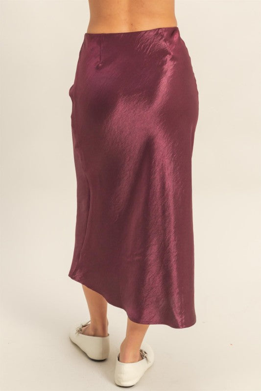 HYFVE INC. Women's Skirts High-waisted Satin A-line Midi Skirt