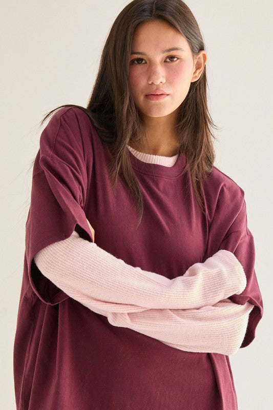 HYFVE INC. Women's Top DK CHERR / S Crew Neck Short Sleeve Oversized T-shirt DZ25E633