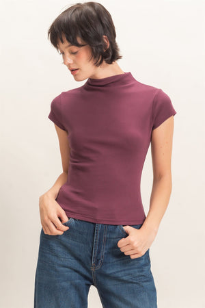 HYFVE INC. Women's Top DK CHERR / S Mock Neck Cap Sleeve Top DZ26E323