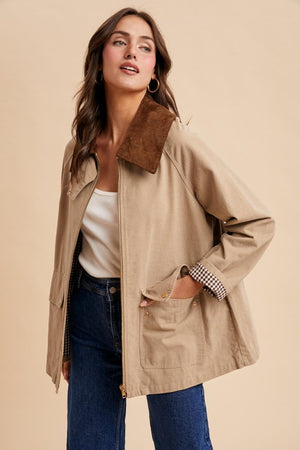 IN LOOM Women Jackets BEIGE / S Corduroy Collared Cotton Chore Jacket ILJ5898