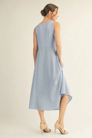 JODIFL Women's Dresses Front Pleat Detail Solid Mix Match Dress