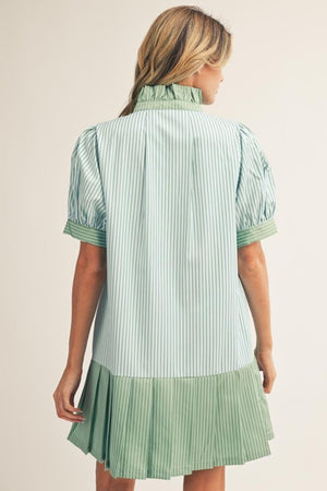 JODIFL Women's Dresses Pleat Hem Detail Stripe Dress