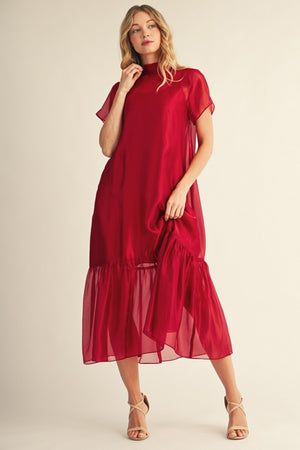 JODIFL Women's Dresses Tie Back Elegant Chiffon Midi Dress