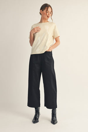 JODIFL Women's Pants Wide Leg Cropped Slacks || David's Clothing